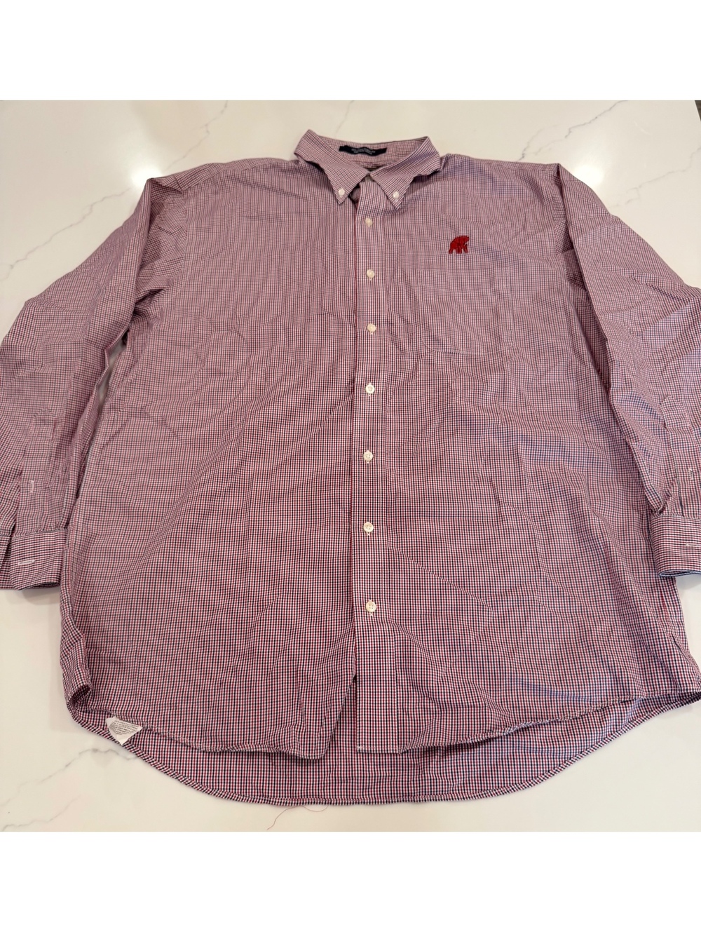 Mens The Shirt Shop Plaid Button Up Size Large Blue White Red